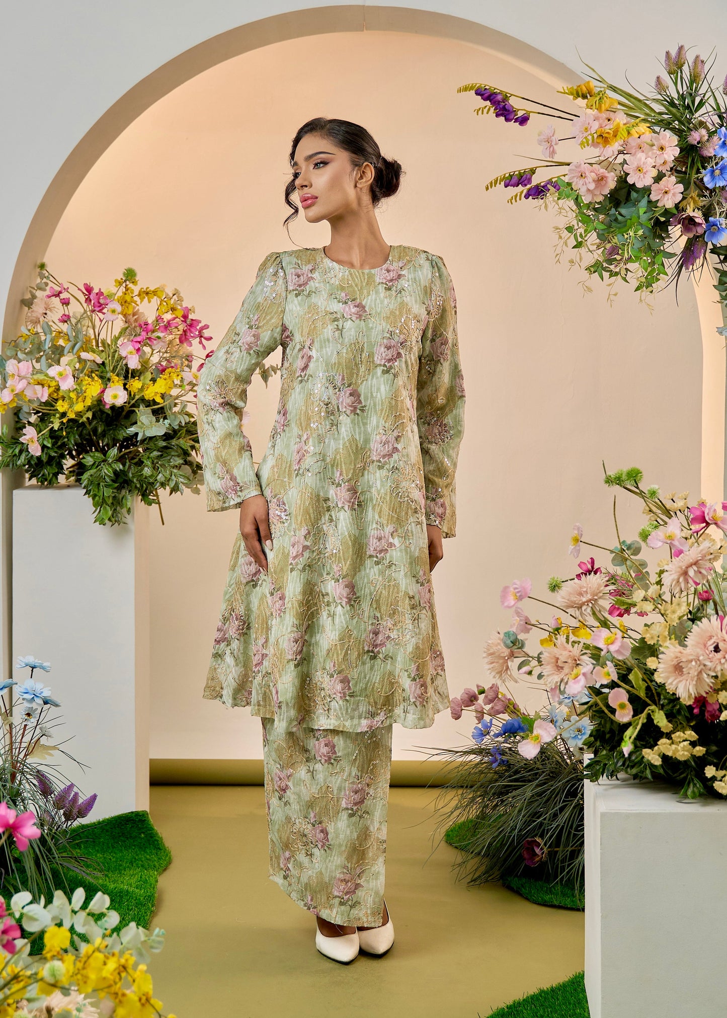 Yasmin Kurung Riau - Mint Green