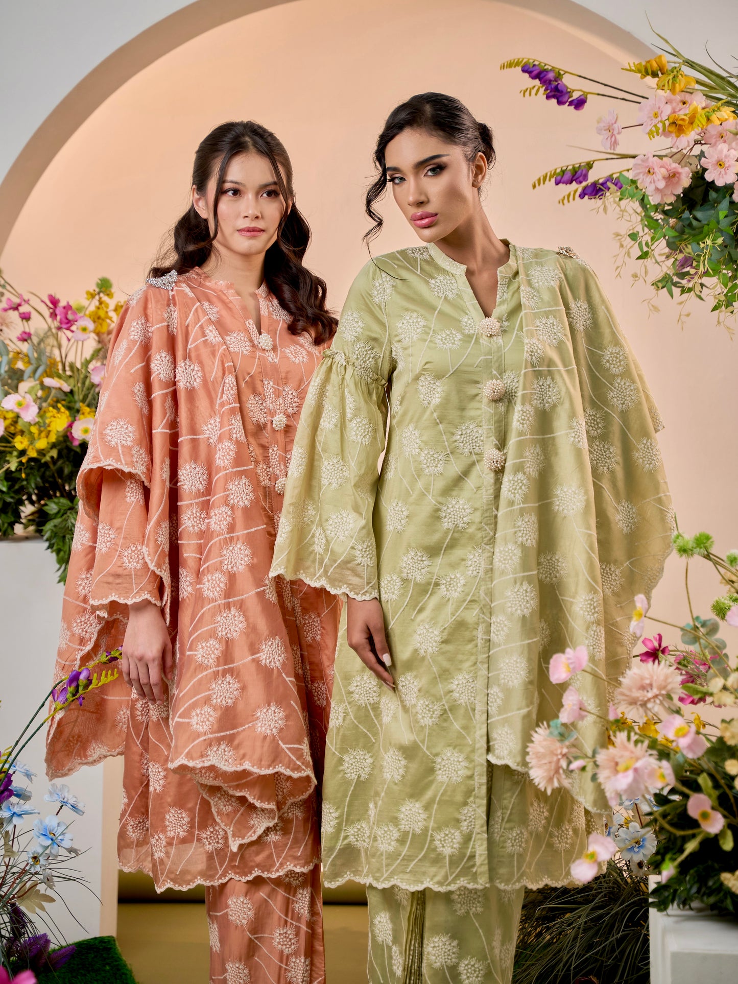Dandelion Long Kebaya Modern - Lime Green