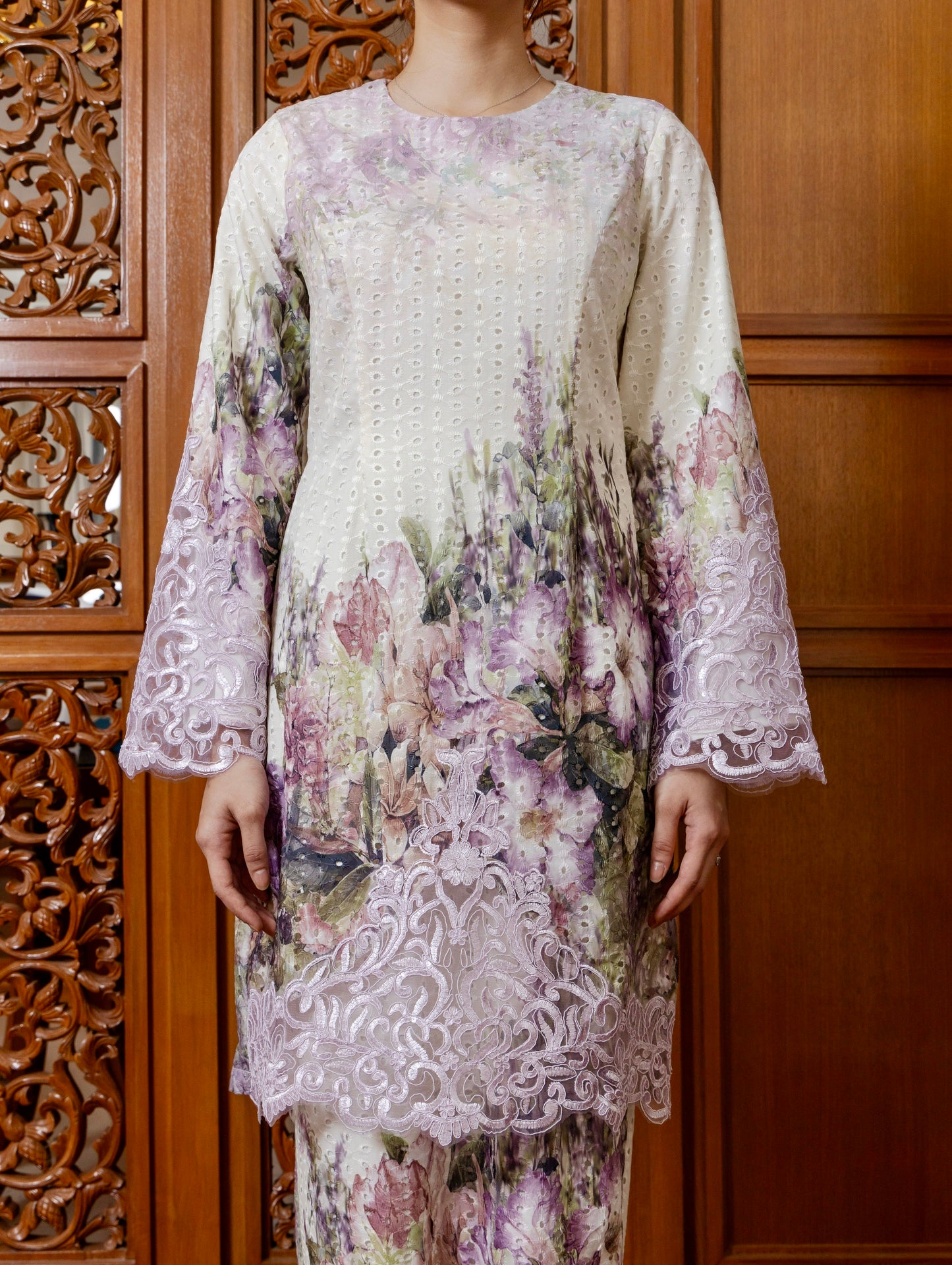 {LIMITED EDITION} Lynnie Kurung Modern - Soft Yellow + Purple Lace