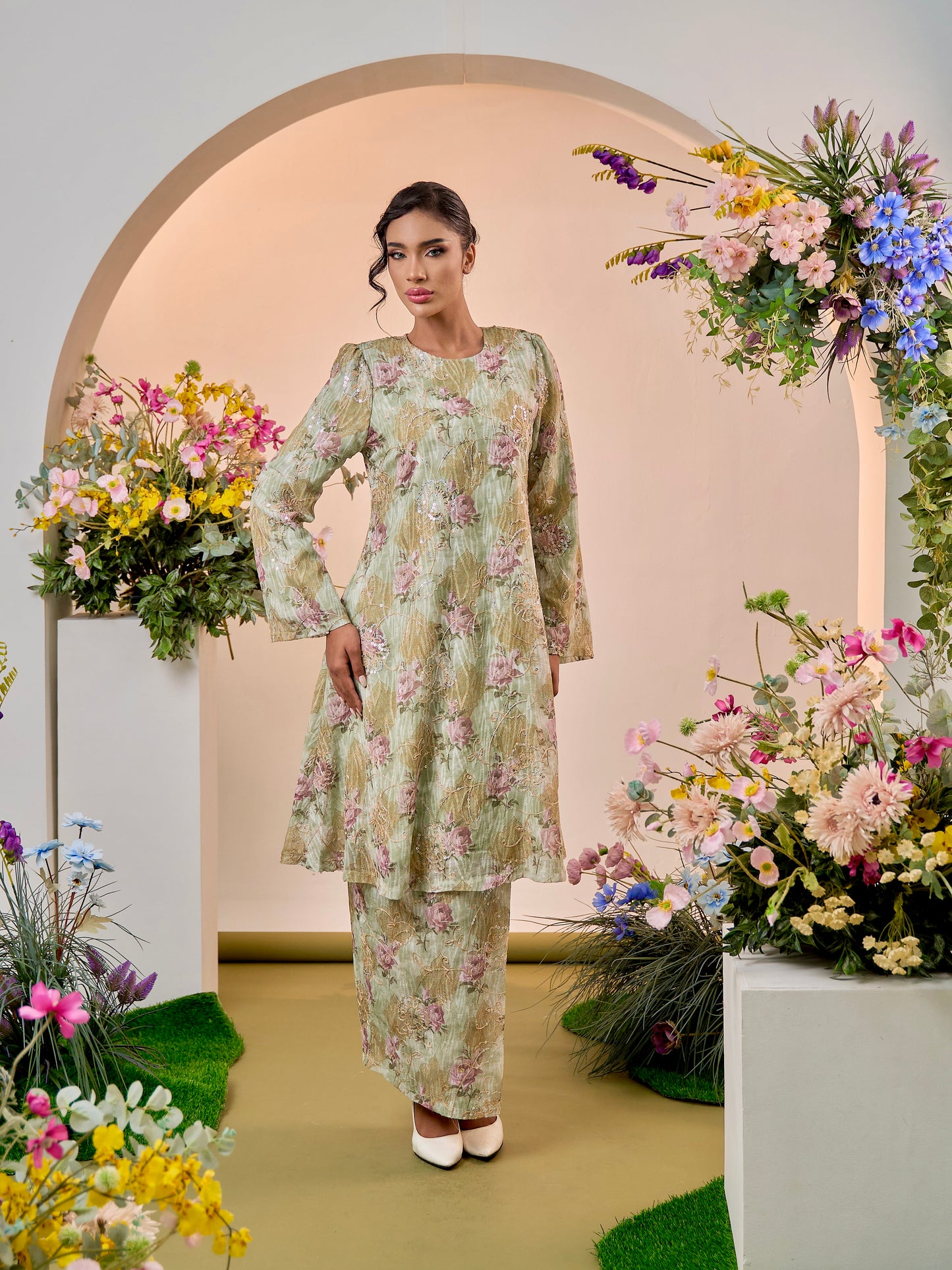 Yasmin Kurung Riau - Mint Green