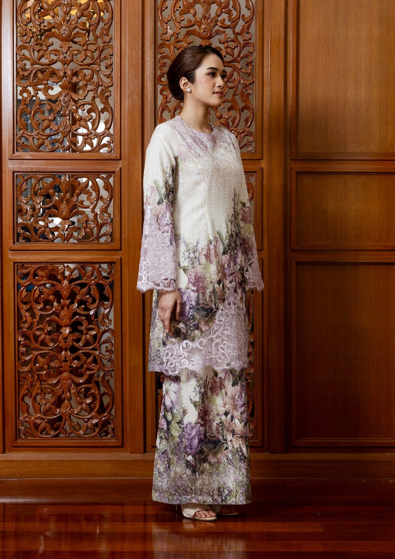 {LIMITED EDITION} Lynnie Kurung Modern - Soft Yellow + Purple Lace