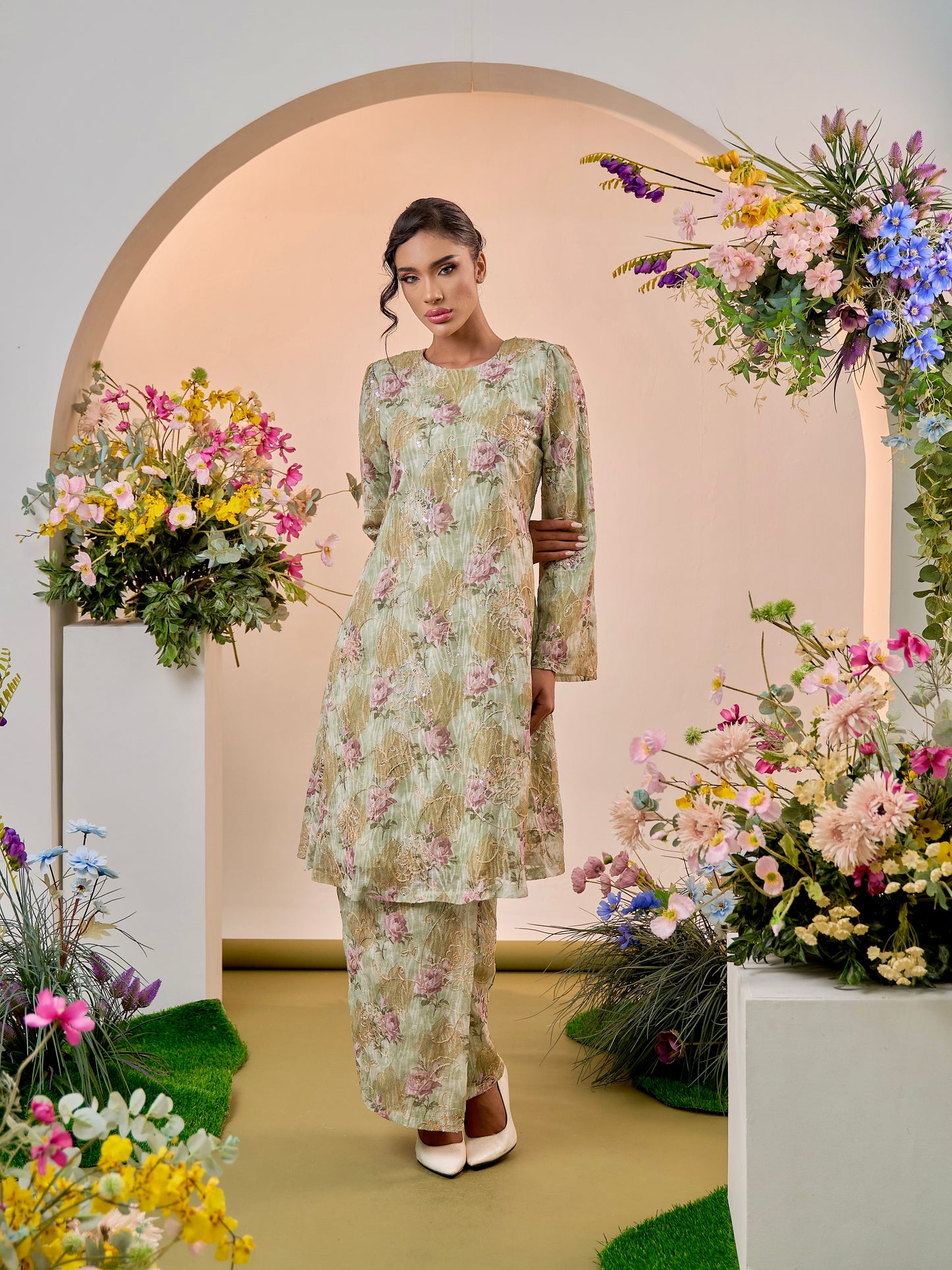 Yasmin Kurung Riau - Mint Green