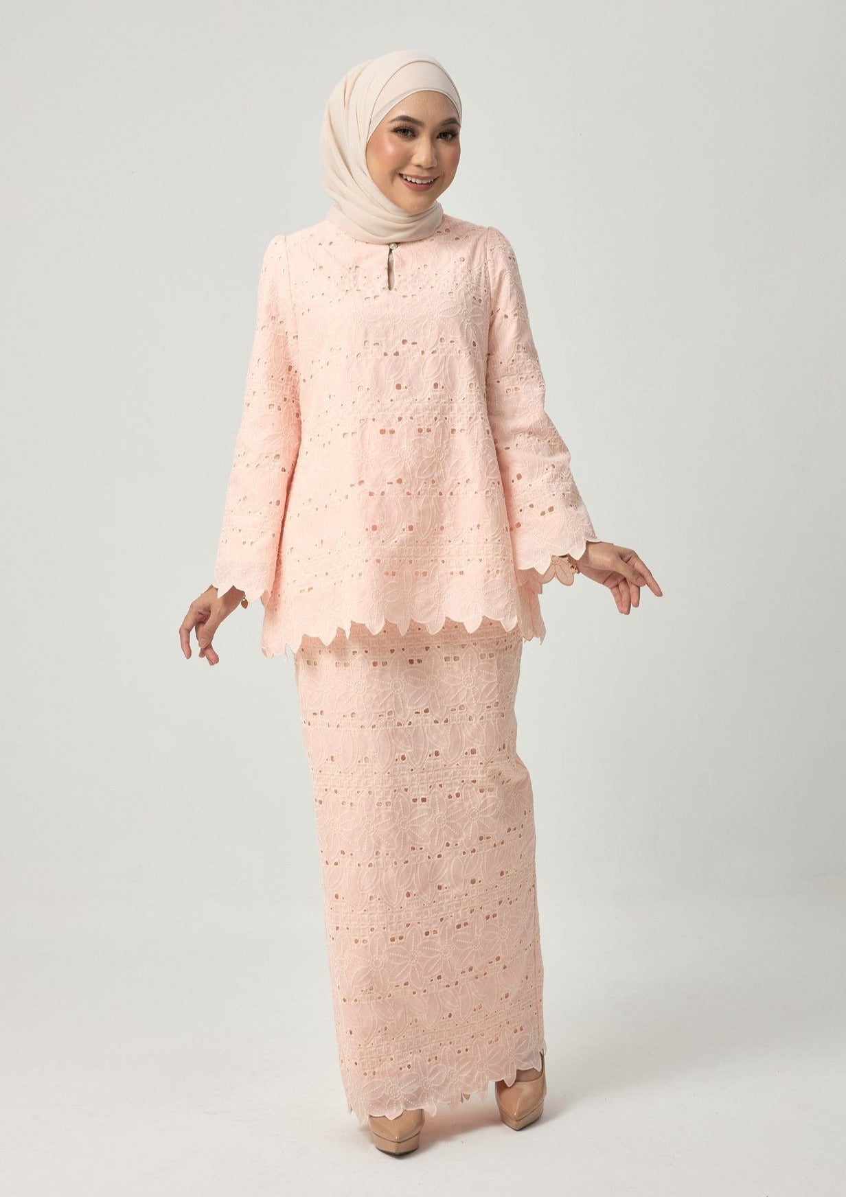 Jarrel Kurung Kedah - Peach Pink