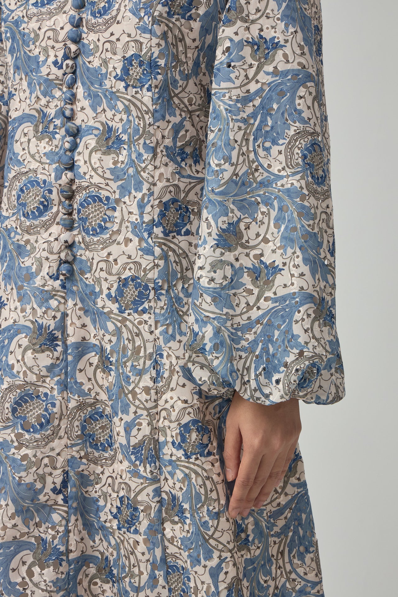 Floral Mina Jubah Kebarung - Pastel Blue