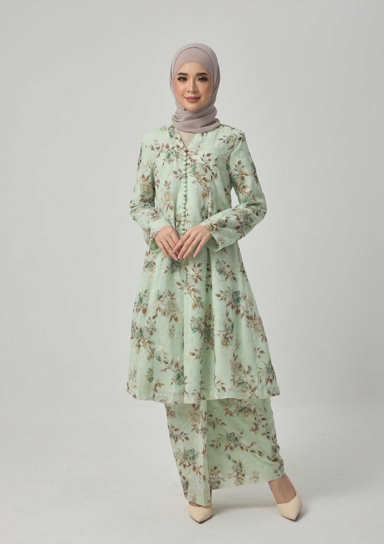 Rosee Silk Kebarung Classic - Light Sage Green