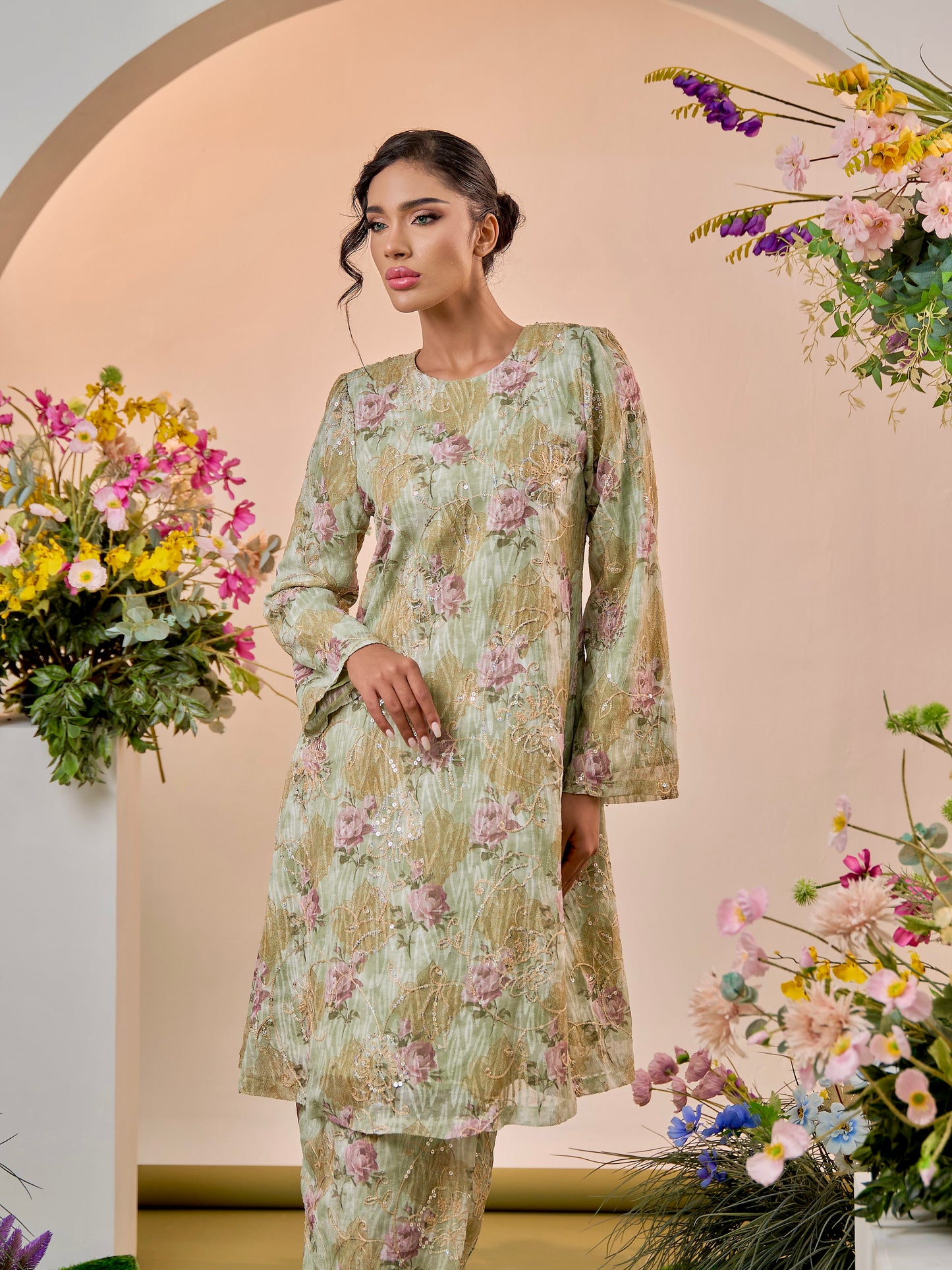 Yasmin Kurung Riau - Mint Green