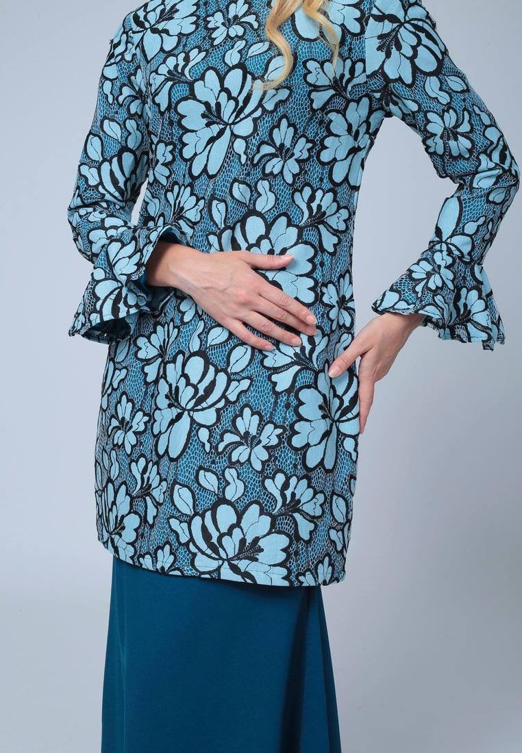 Alexa Mini Lace Kurung - Turquoise