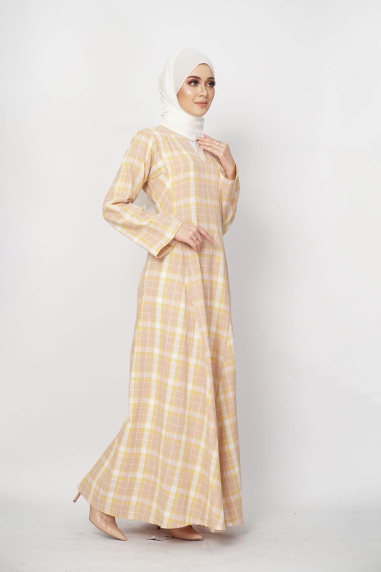 Evie Jubah Kebarung Modern - Beige