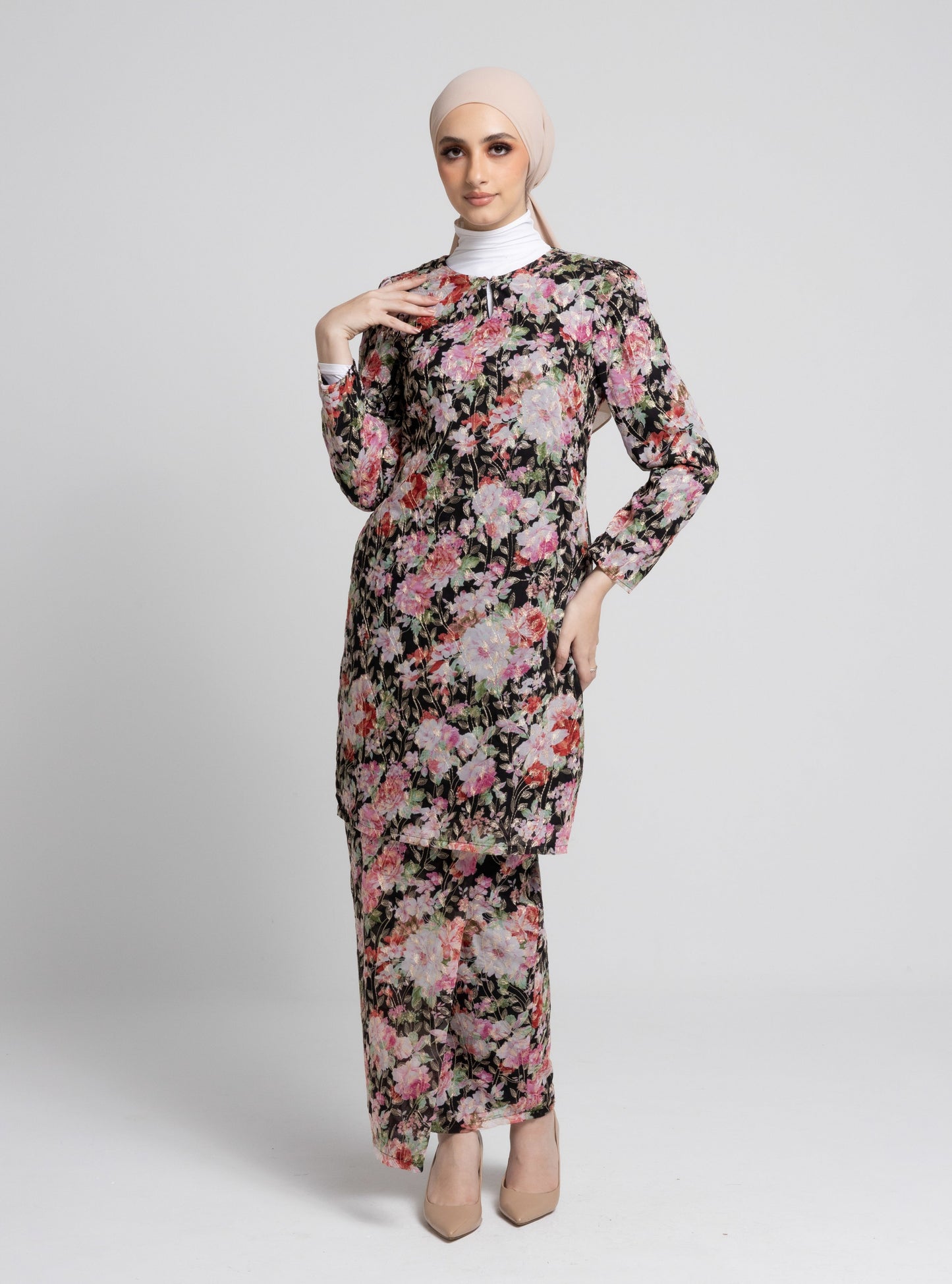 Tara Kurung Mini Chiffon Sulam - Black