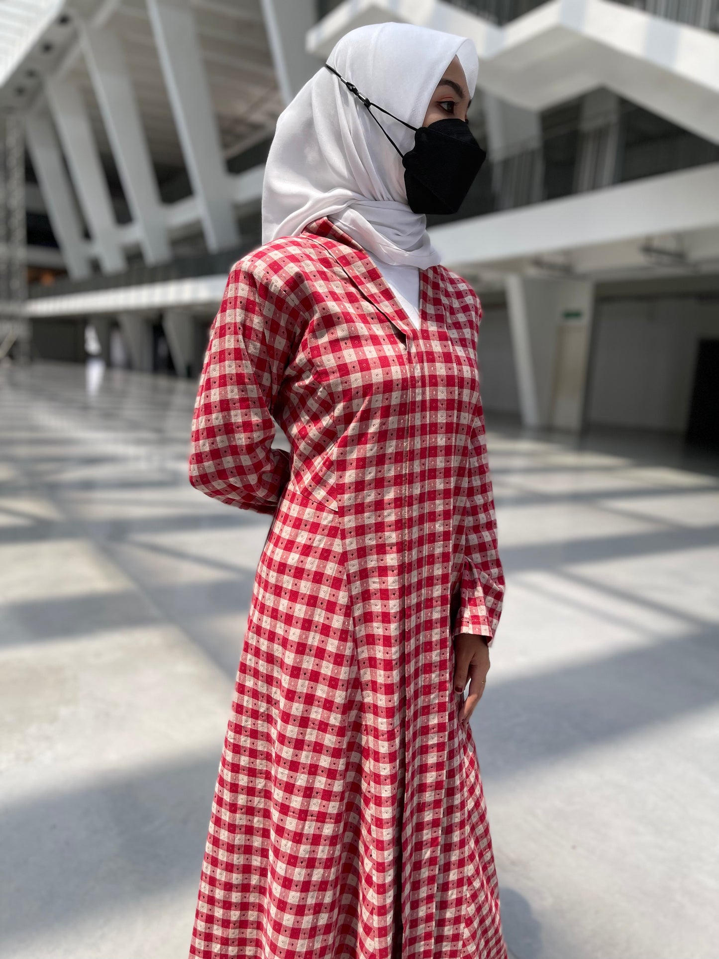 Asqa Jubah Kebarung Modern - Red