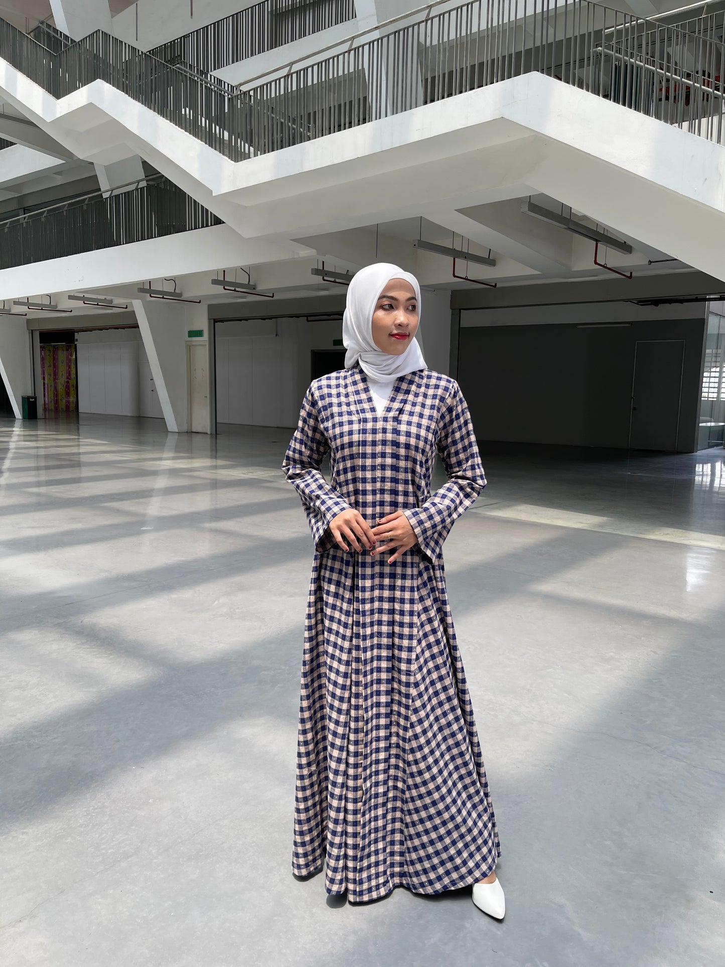 Asqa Jubah Kebarung Modern - Blue