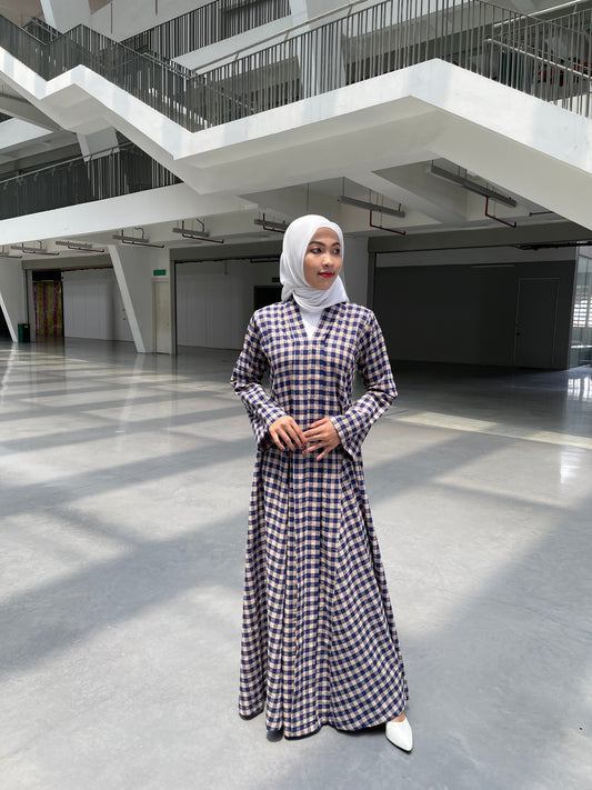 Asqa Jubah Kebarung Modern - Blue