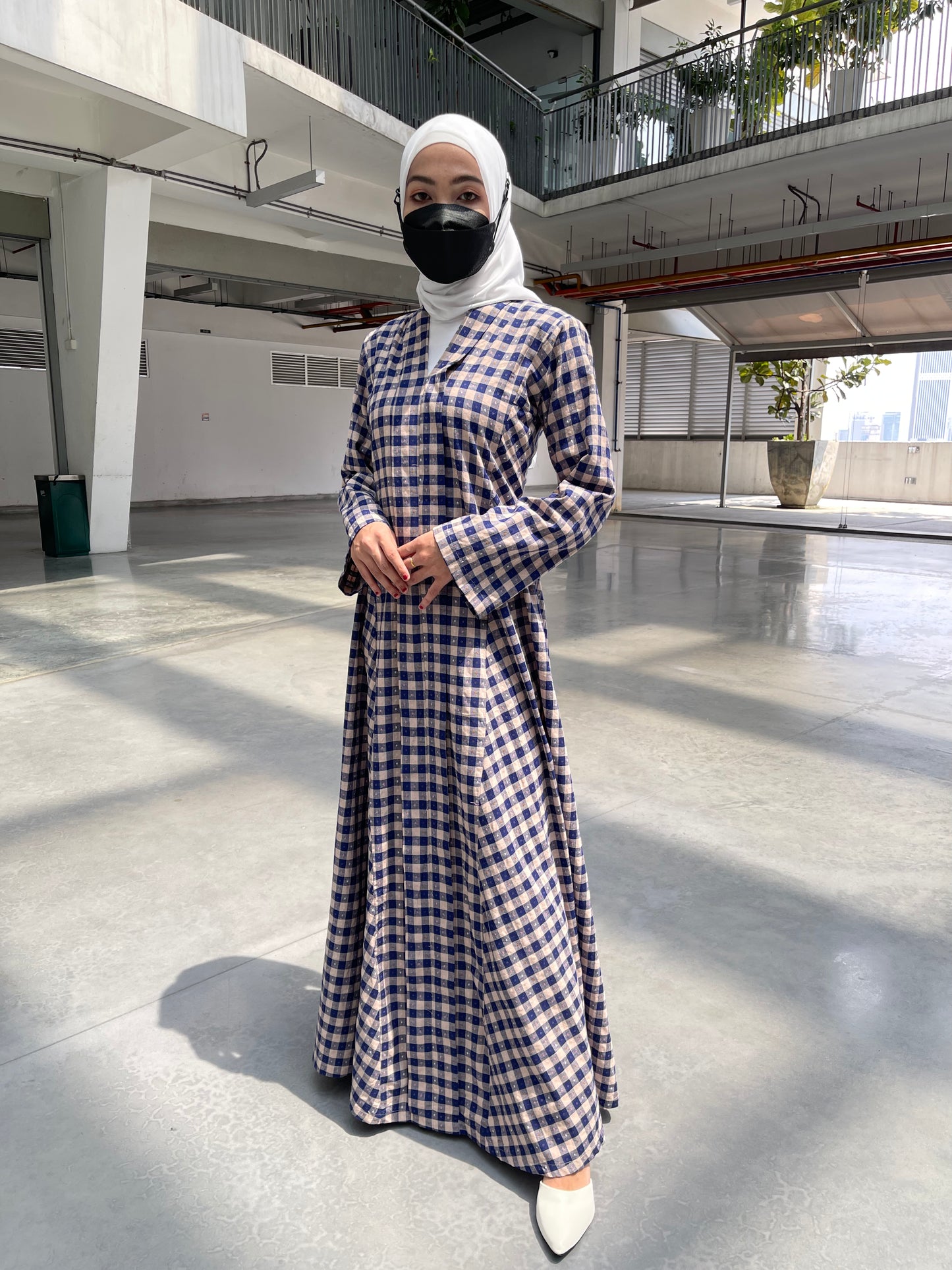 Asqa Jubah Kebarung Modern - Blue