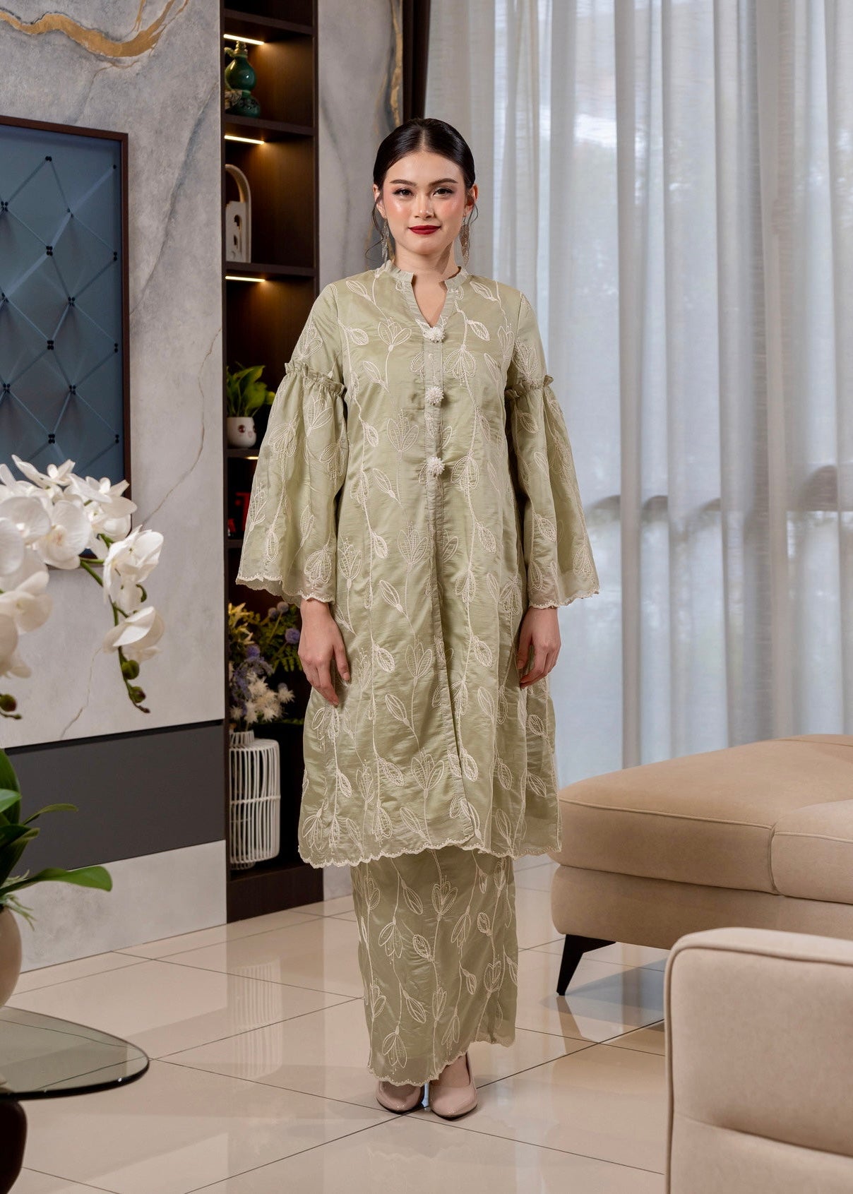 Tulip Long Kebaya Modern - Mint Green
