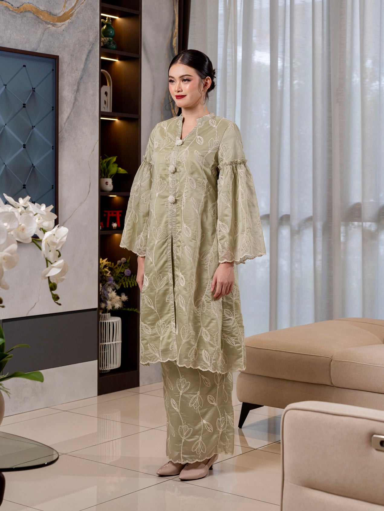 Tulip Long Kebaya Modern - Mint Green