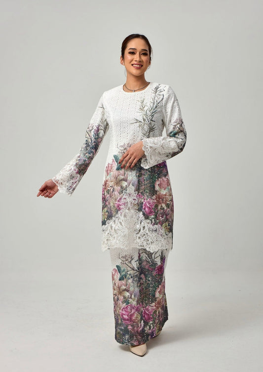 {LIMITED EDITION} Indigo Kurung Modern - White
