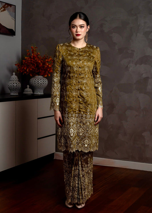 Ameera Kurung Modern - Olive Green