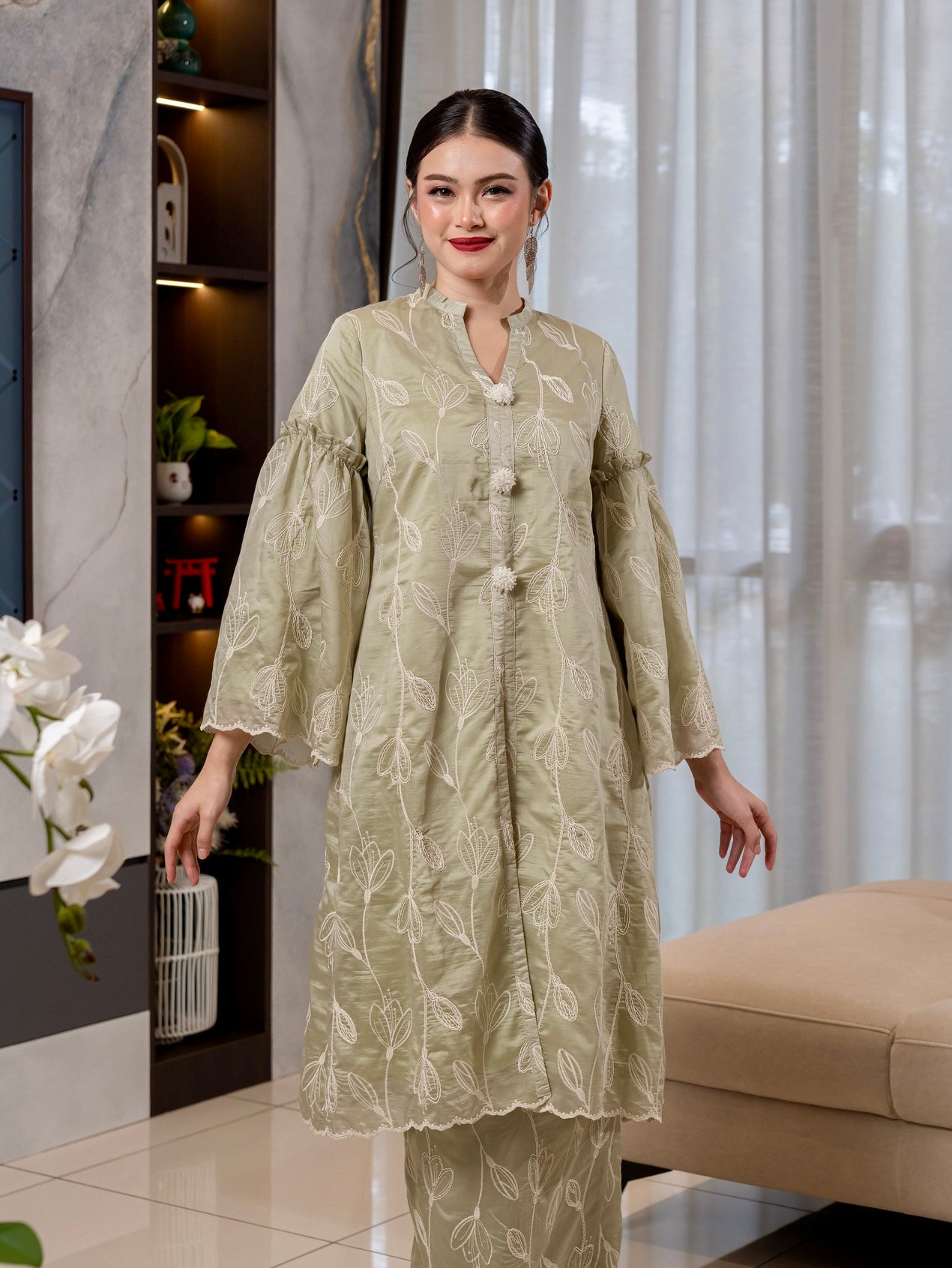 Tulip Long Kebaya Modern - Mint Green
