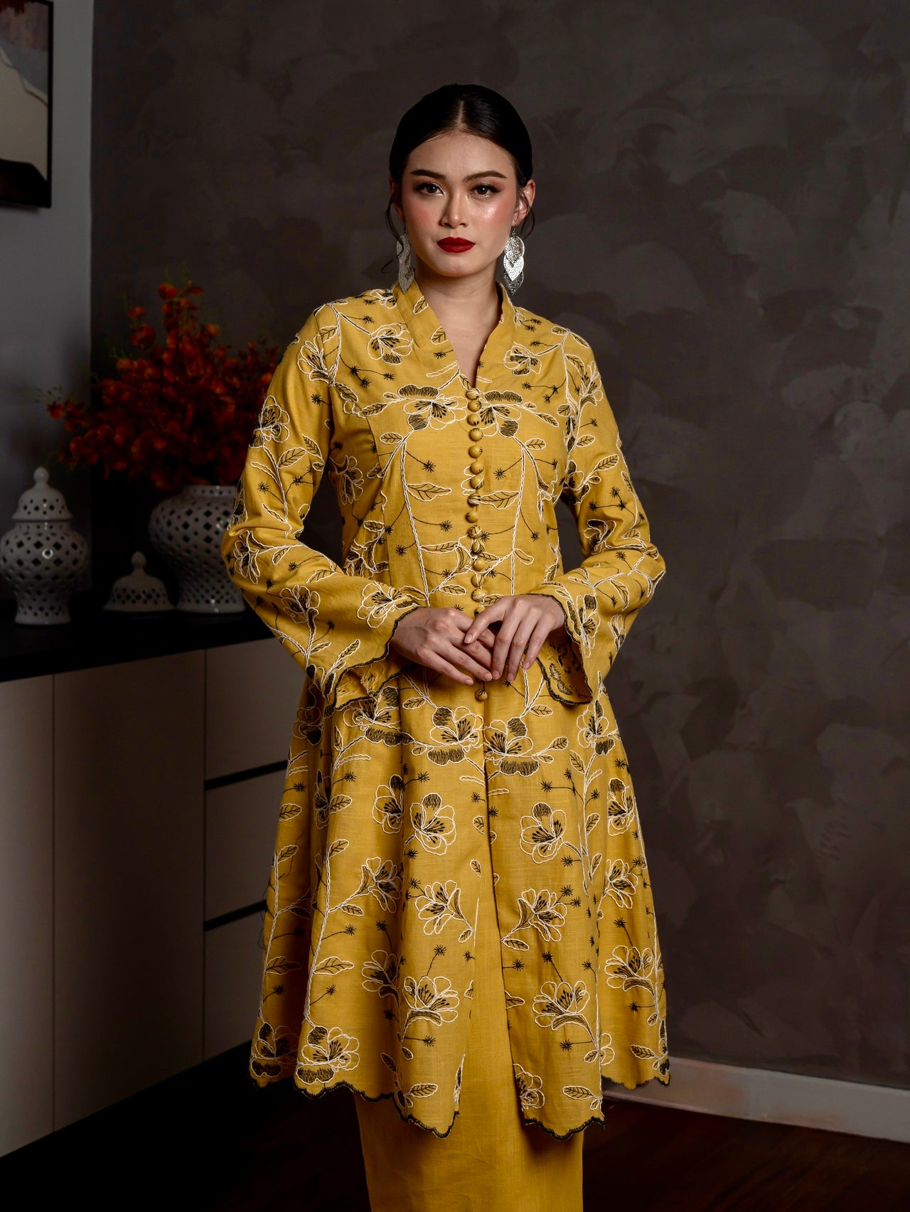 Emelia Kebarung Linen - Mustard Yellow