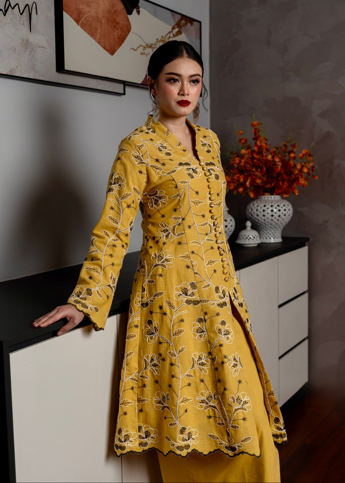 Emelia Kebarung Linen - Mustard Yellow