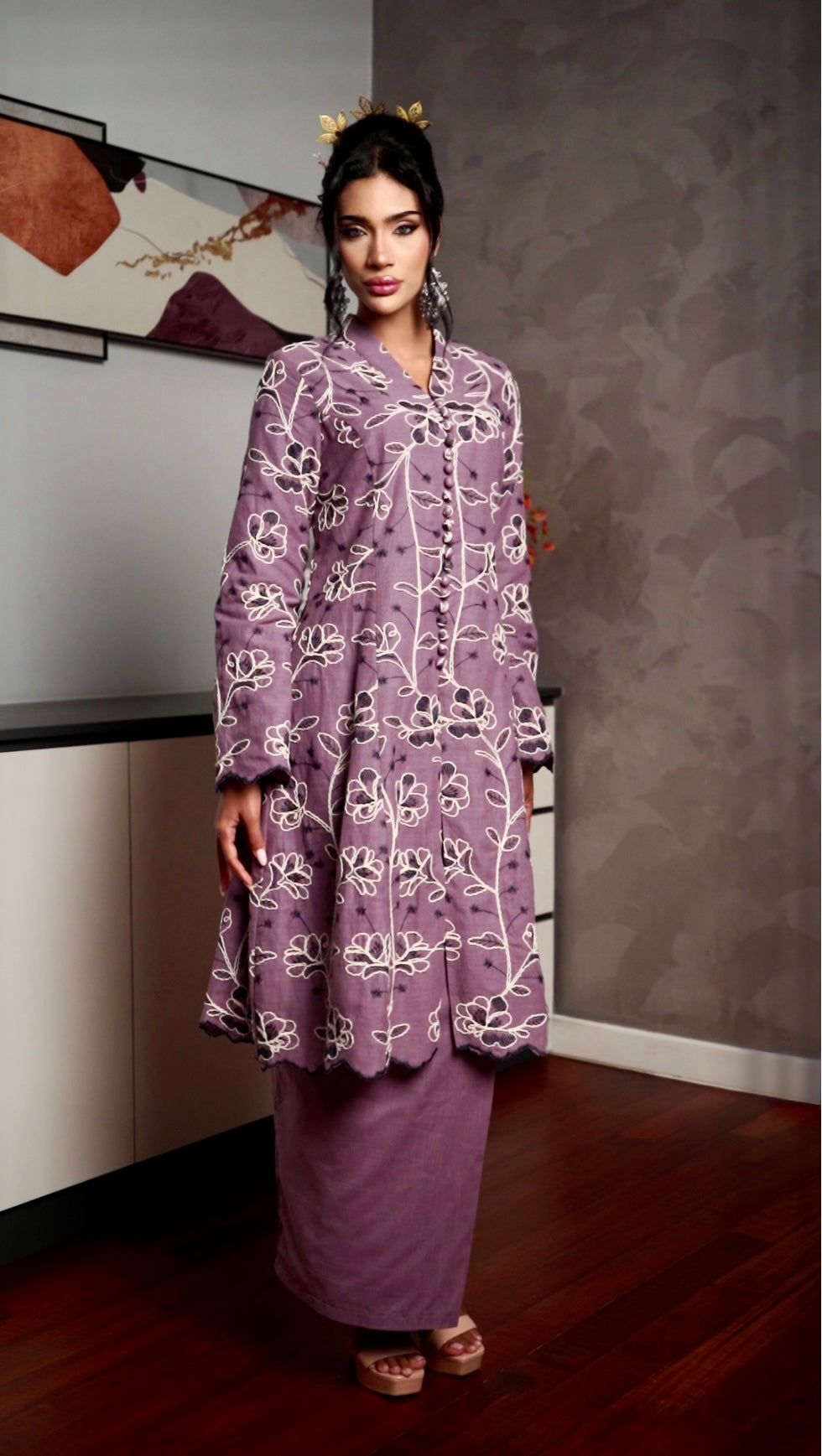 Emelia Kebarung Linen - Purple