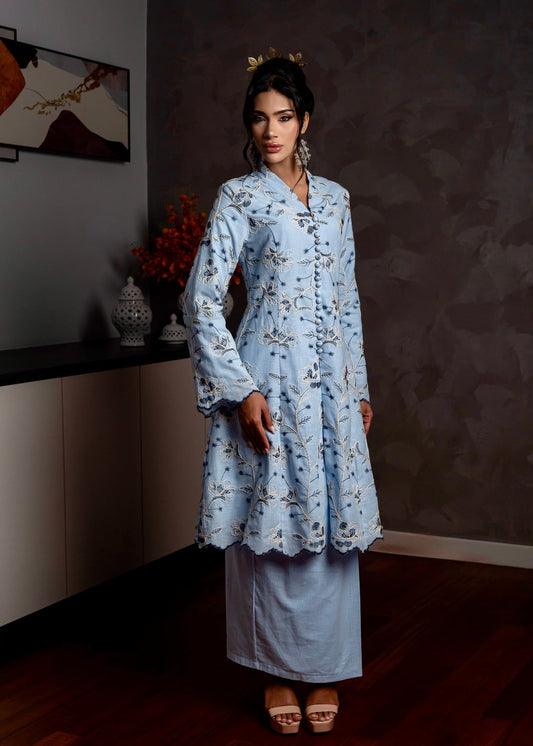 Emelia Kebarung Linen - Baby Blue