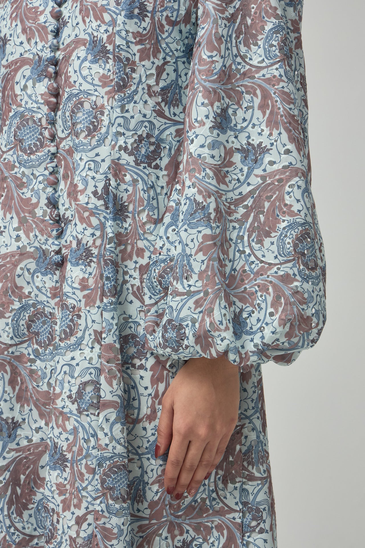 Floral Mina Jubah Kebarung - Pastel Peach