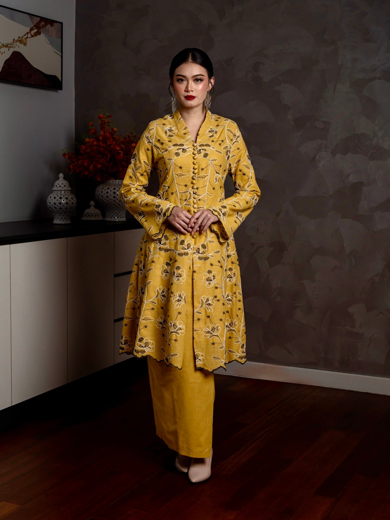 Emelia Kebarung Linen - Mustard Yellow