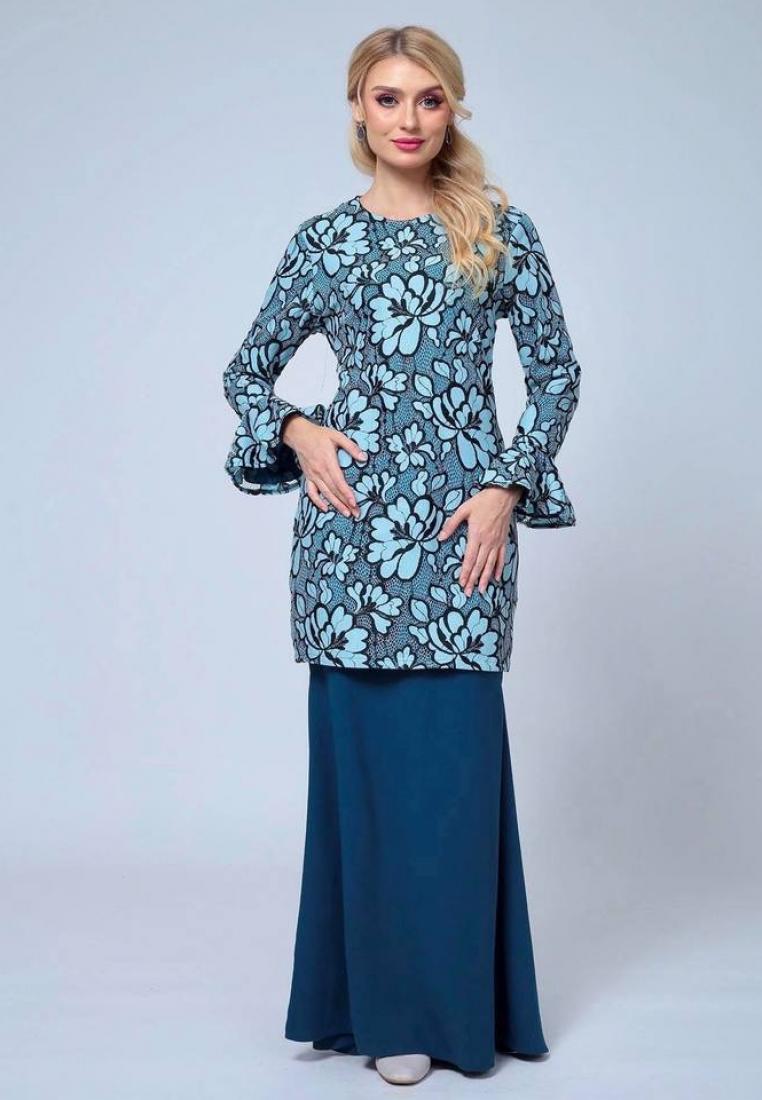 Alexa Mini Lace Kurung - Turquoise