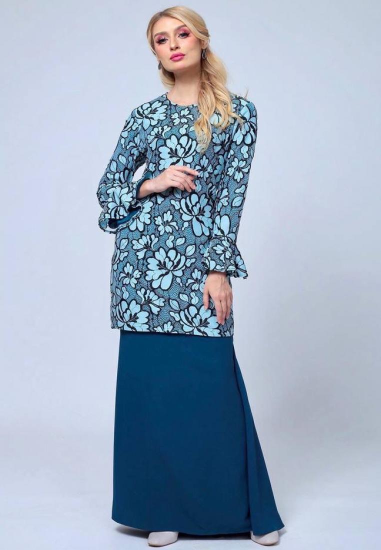 Alexa Mini Lace Kurung - Turquoise
