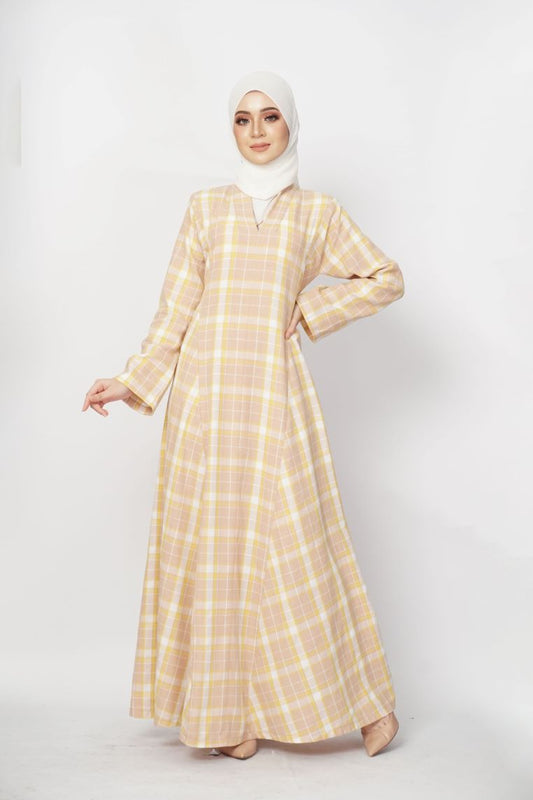 Evie Jubah Kebarung Modern - Beige