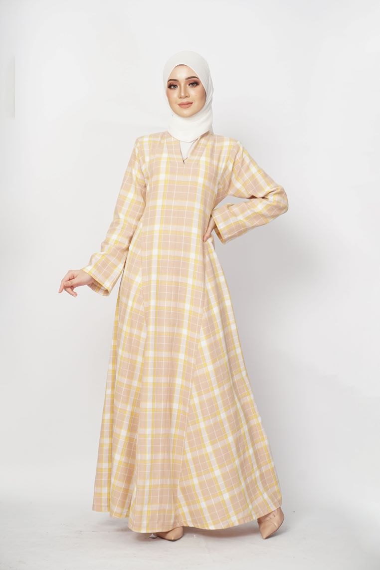 Evie Jubah Kebarung Modern - Beige