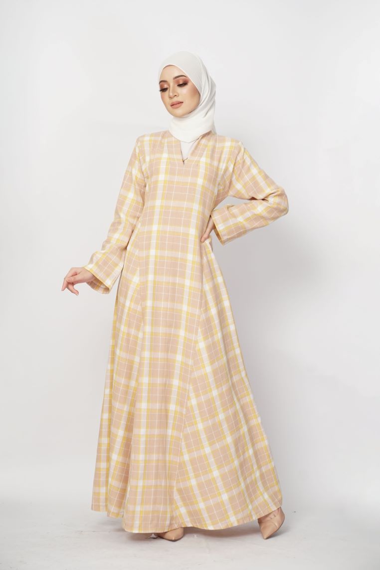 Evie Jubah Kebarung Modern - Beige