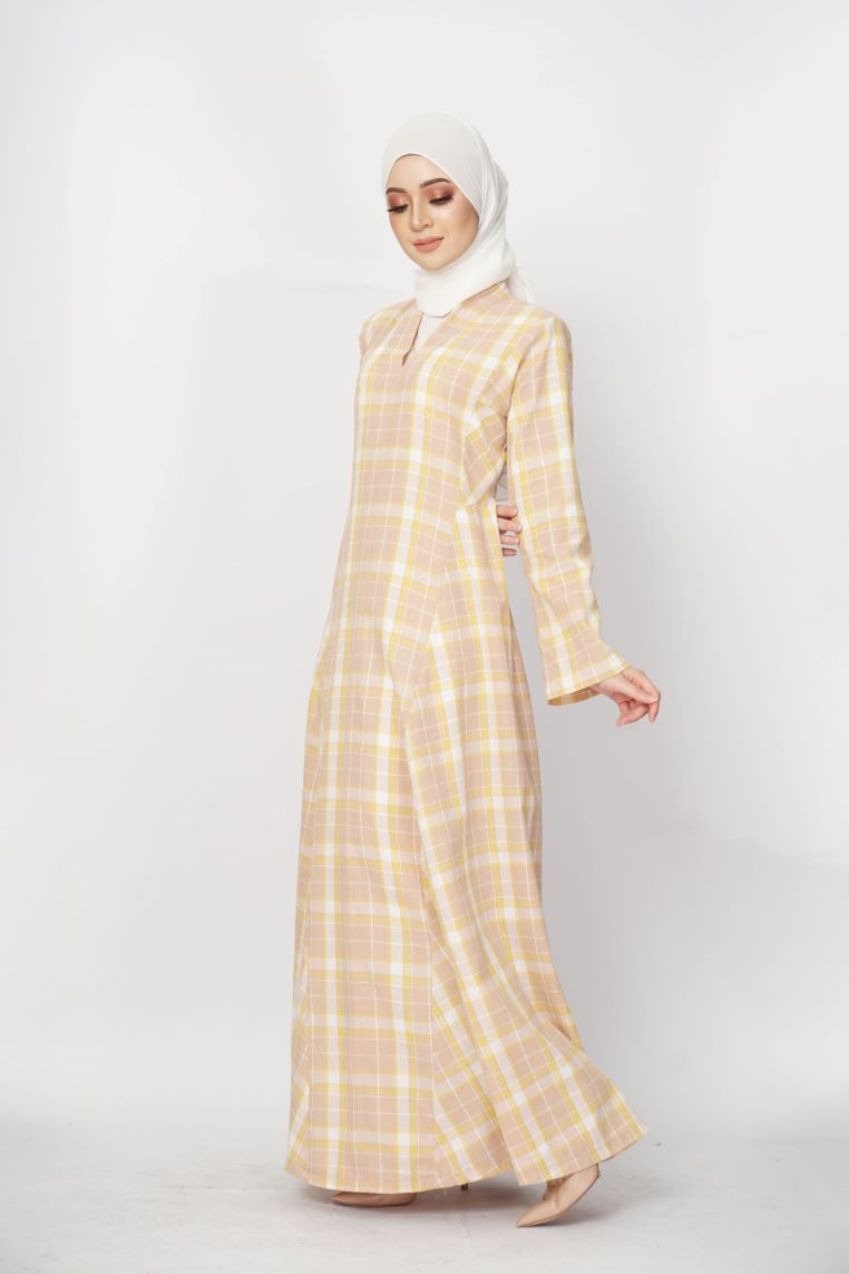 Evie Jubah Kebarung Modern - Beige