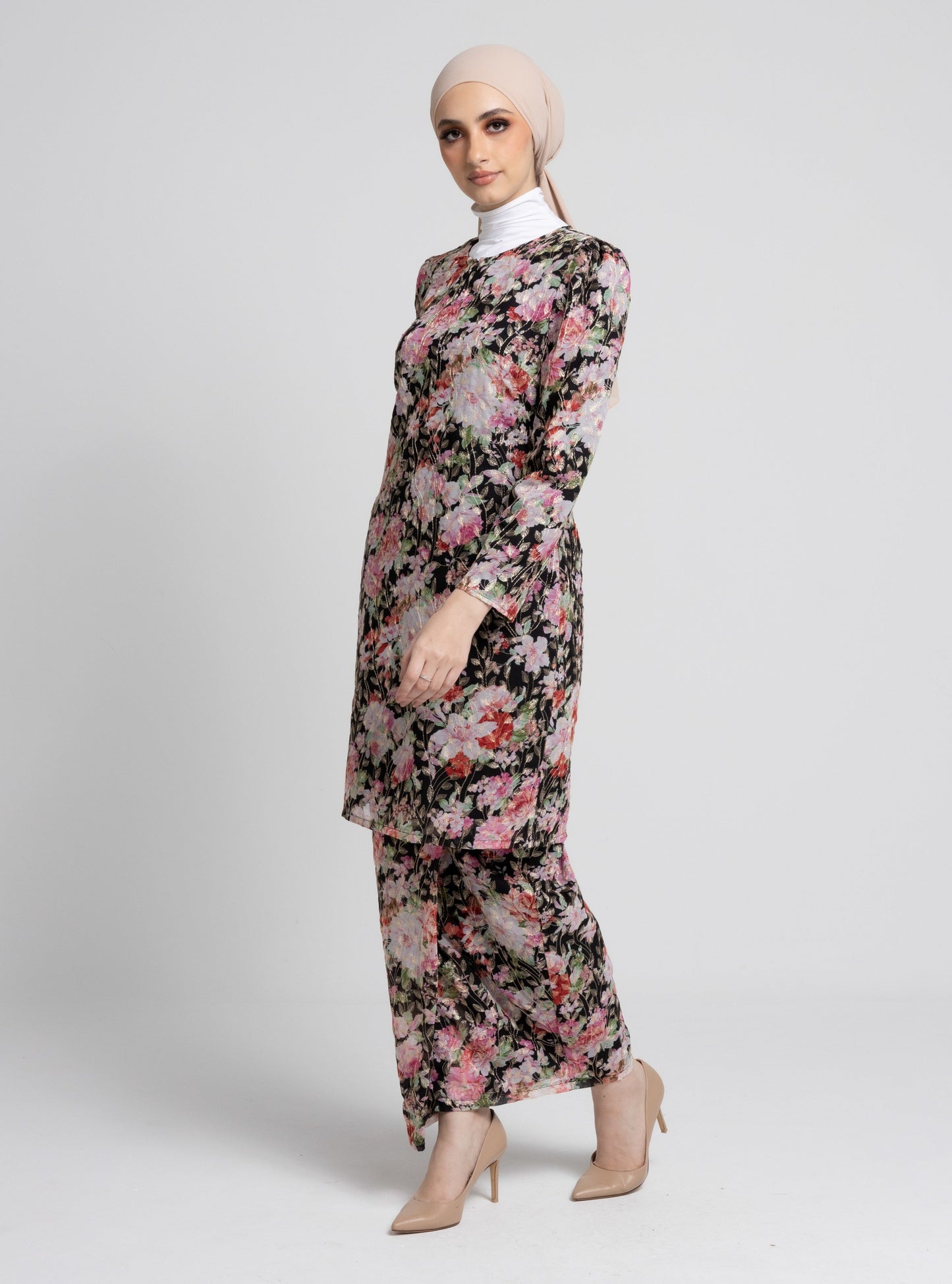Tara Kurung Mini Chiffon Sulam - Black