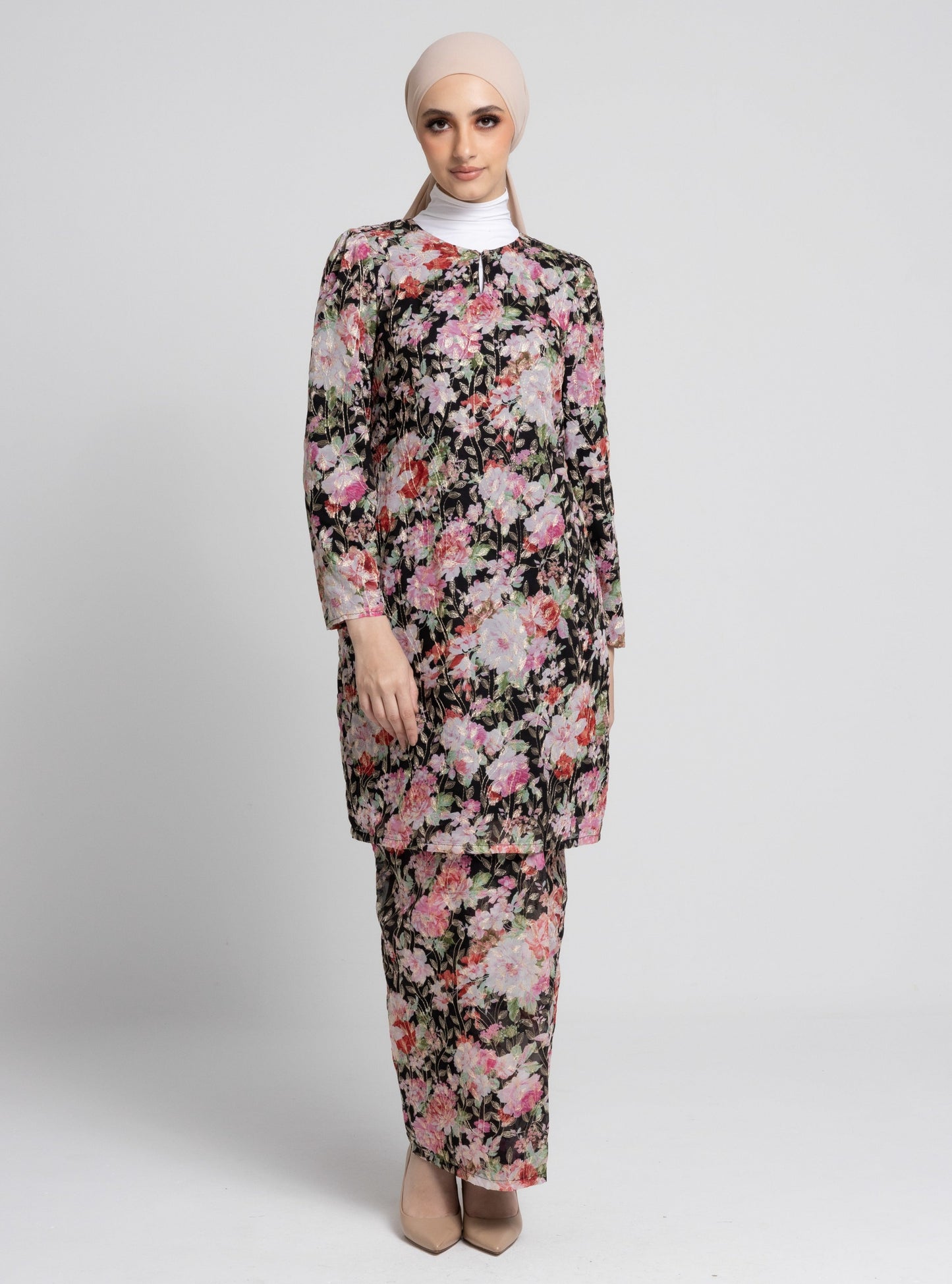 Tara Kurung Mini Chiffon Sulam - Black