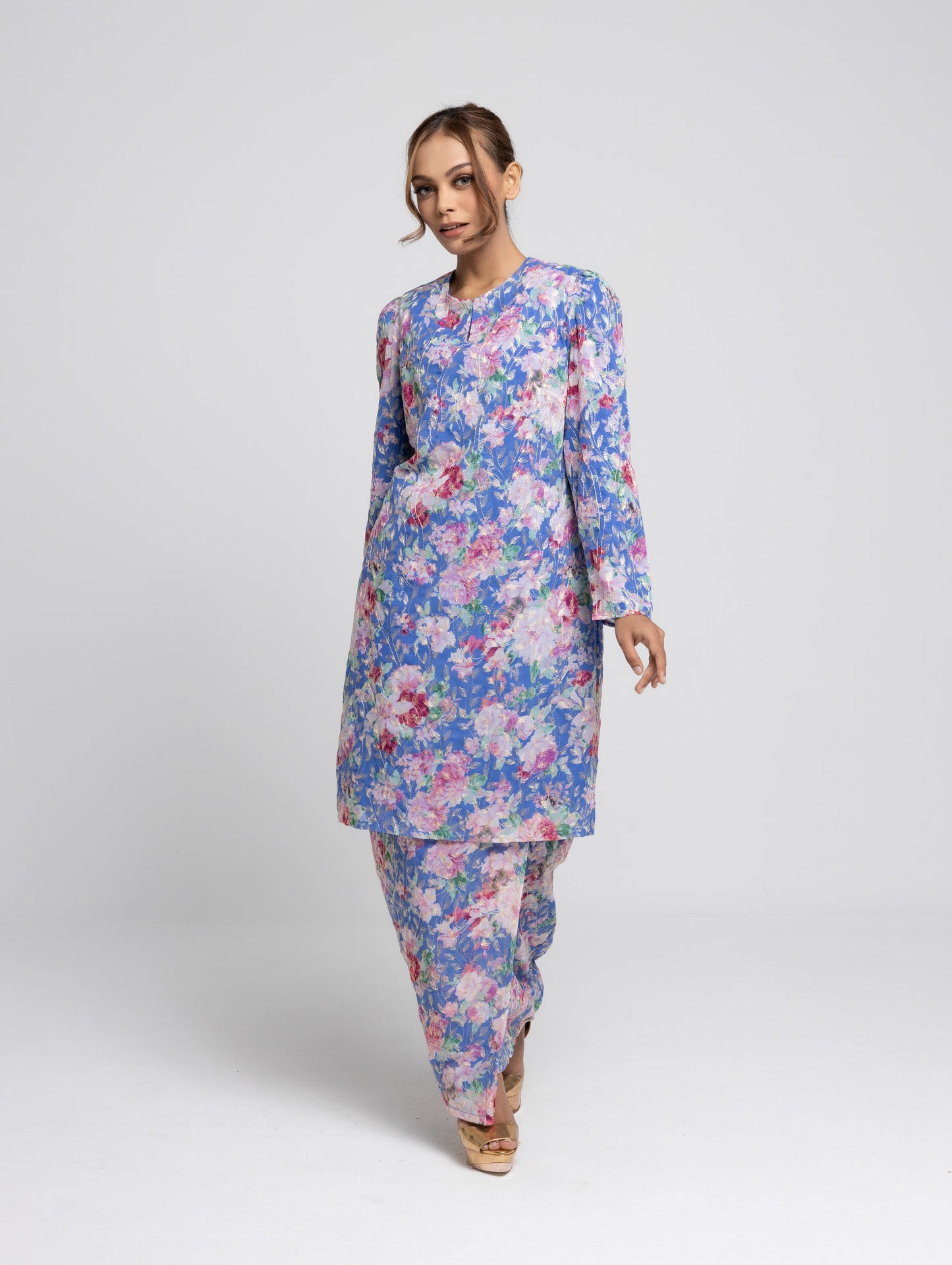 Tara Kurung Mini Chiffon Sulam - Royal Blue