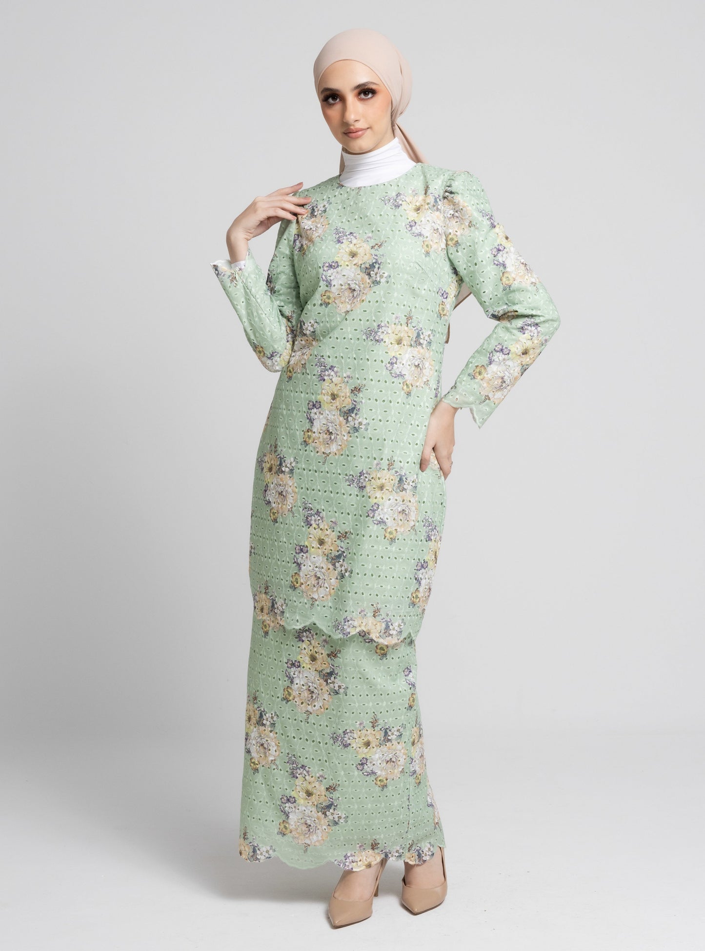 Zelia Baju Kurung Modern - Olive Green