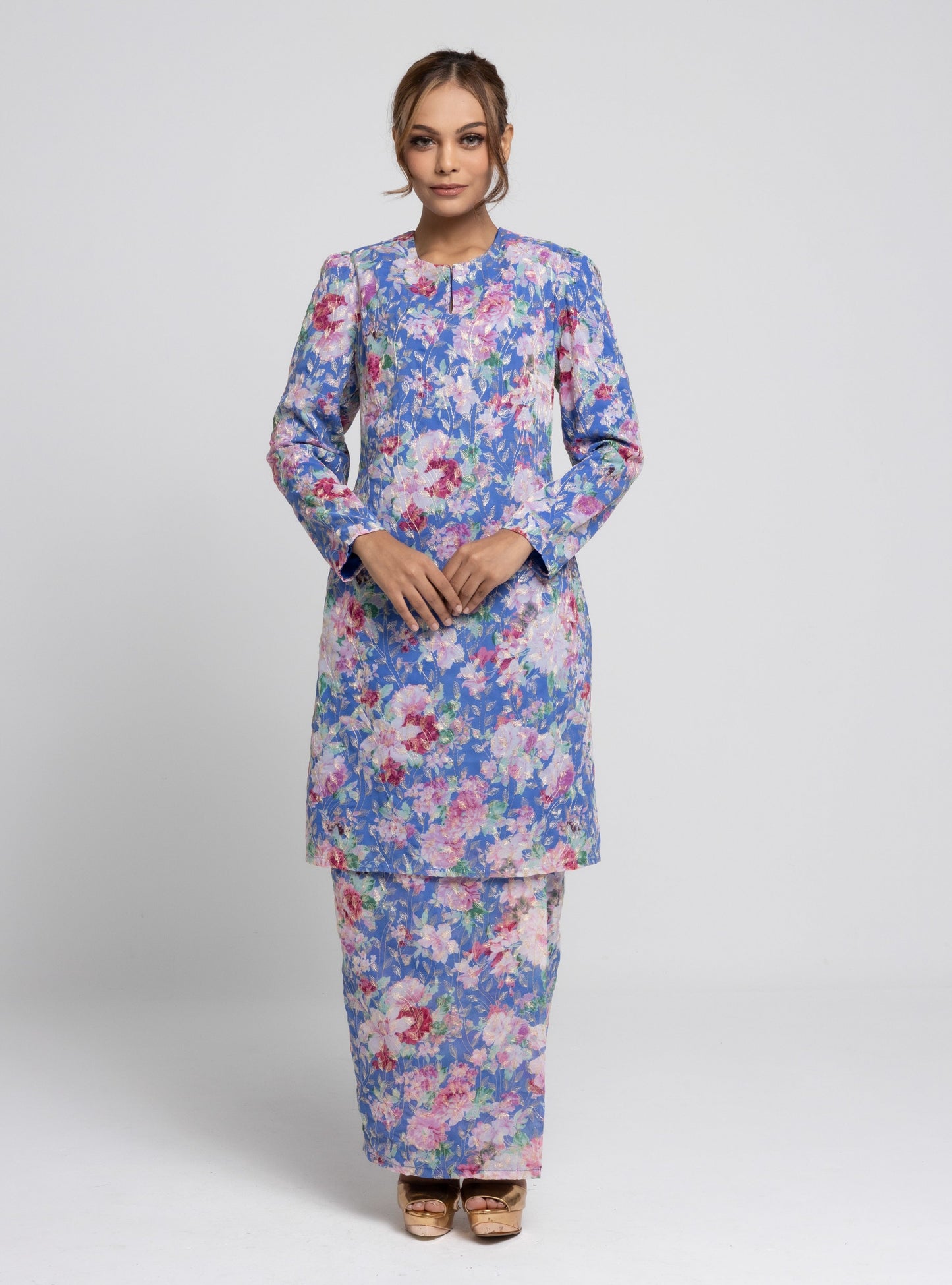 Tara Kurung Mini Chiffon Sulam - Royal Blue